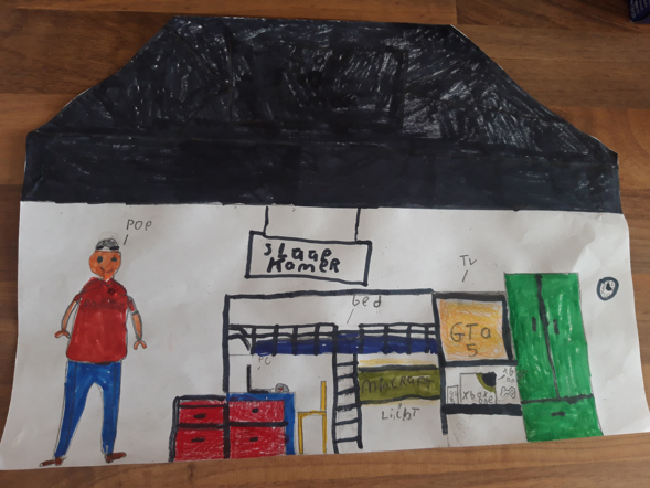 Tekening droomslaapkamer Daan